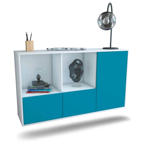 Sideboard Springfield | hängend | Korpus Weiß | Front in Türkis | 136x79x35cm (BxHxT)