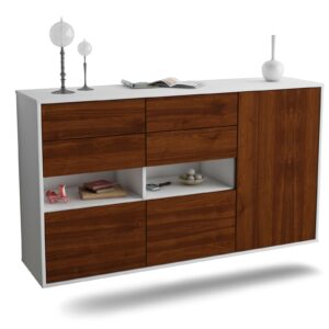 Sideboard Santa Rosa | hängend | Korpus Weiß | Front in Walnuss Holz Optik | 136x79x35cm (BxHxT)