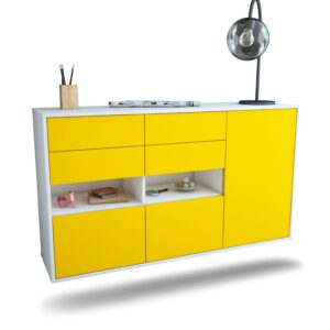 Sideboard Santa Rosa | hängend | Korpus Weiß | Front in Gelb | 136x79x35cm (BxHxT)