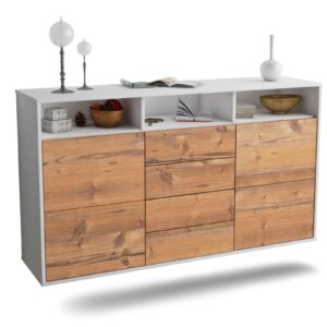 Sideboard Salem | hängend | Korpus Weiß | Front in Pinie Holz Optik | 136x79x35cm (BxHxT)