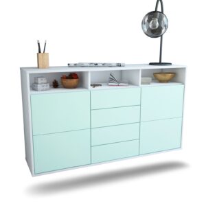 Sideboard Salem | hängend | Korpus Weiß | Front in Mint | 136x79x35cm (BxHxT)