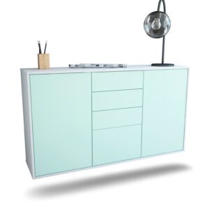 Sideboard Sioux Falls | hängend | Korpus Weiß | Front in Mint | 136x79x35cm (BxHxT)