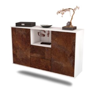 Sideboard Port St. Lucie | hängend | Korpus Weiß | Front in Rost Optik | 136x79x35cm (BxHxT)