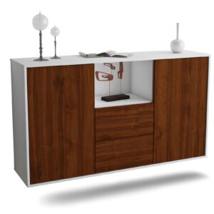 Sideboard Port St. Lucie | hängend | Korpus Weiß | Front in Walnuss Holz Optik | 136x79x35cm (BxHxT)