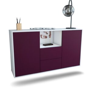 Sideboard Port St. Lucie | hängend | Korpus Weiß | Front in Lila | 136x79x35cm (BxHxT)