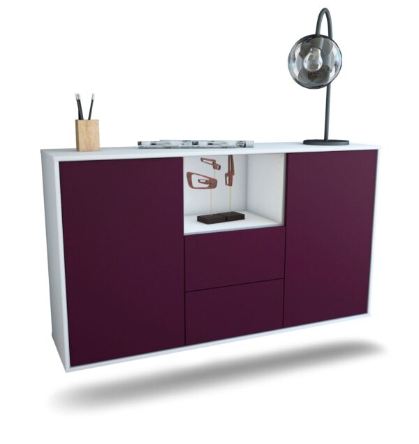 Sideboard Port St. Lucie | hängend | Korpus Weiß | Front in Lila | 136x79x35cm (BxHxT)