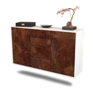 Sideboard Corona | hängend | Korpus Weiß | Front in Rost Optik | 136x79x35cm (BxHxT)