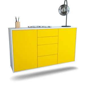 Sideboard Corona | hängend | Korpus Weiß | Front in Gelb | 136x79x35cm (BxHxT)