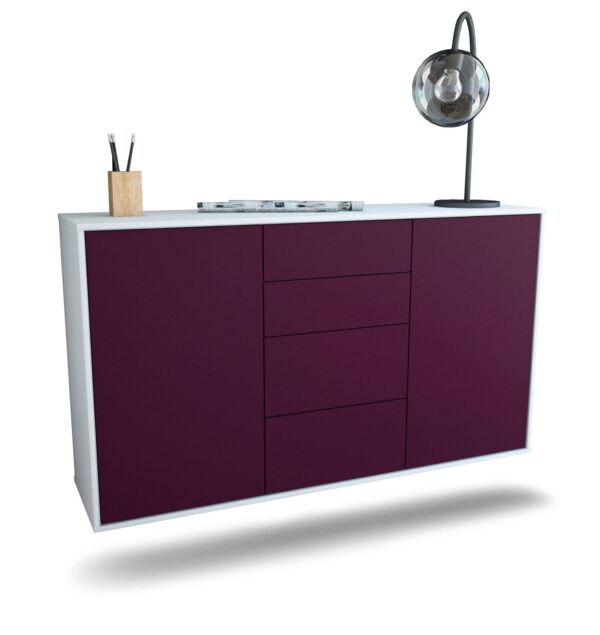 Sideboard Corona | hängend | Korpus Weiß | Front in Lila | 136x79x35cm (BxHxT)