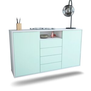 Sideboard Eugene | hängend | Korpus Weiß | Front in Mint | 136x79x35cm (BxHxT)