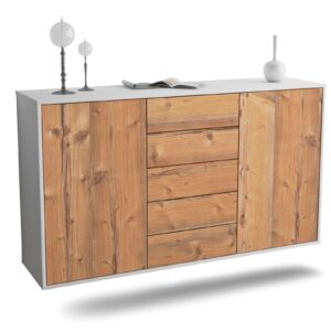 Sideboard Pembroke Pines | hängend | Korpus Weiß | Front in Pinie Holz Optik | 136x79x35cm (BxHxT)