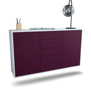Sideboard Pembroke Pines | hängend | Korpus Weiß | Front in Lila | 136x79x35cm (BxHxT)