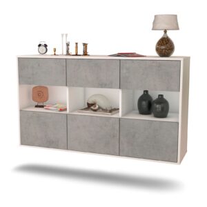 Sideboard Paterson | hängend | Korpus Weiß | Front in Beton Optik | 136x79x35cm (BxHxT)