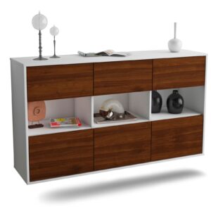 Sideboard Paterson | hängend | Korpus Weiß | Front in Walnuss Holz Optik | 136x79x35cm (BxHxT)
