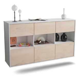 Sideboard Paterson | hängend | Korpus Weiß | Front in Zeder Holz Optik | 136x79x35cm (BxHxT)