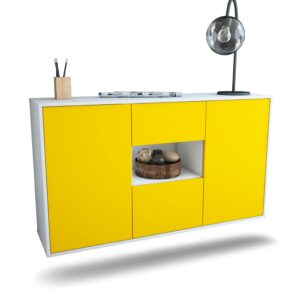 Sideboard Pasadena | hängend | Korpus Weiß | Front in Gelb | 136x79x35cm (BxHxT)