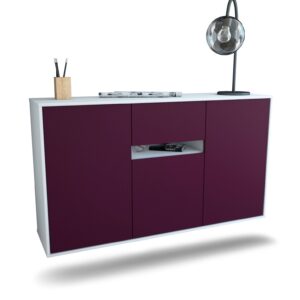 Sideboard Hampton | hängend | Korpus Weiß | Front in Lila | 136x79x35cm (BxHxT)