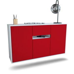 Sideboard Hampton | hängend | Korpus Weiß | Front in Bordeaux | 136x79x35cm (BxHxT)