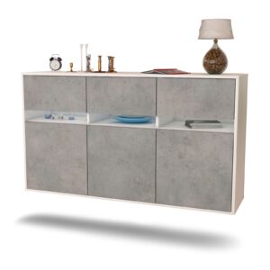 Sideboard Joliet | hängend | Korpus Weiß | Front in Beton Optik | 136x79x35cm (BxHxT)