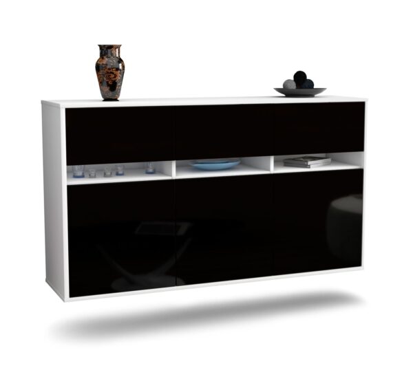 Sideboard Joliet, Schwarz, hängend (136x79x35cm)