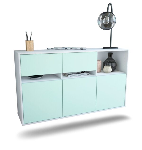 Sideboard Enterprise | hängend | Korpus Weiß | Front in Mint | 136x79x35cm (BxHxT)