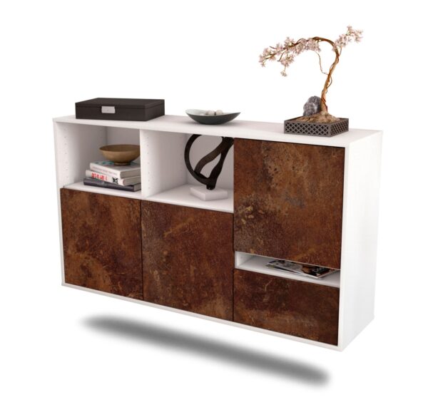 Sideboard Salinas | hängend | Korpus Weiß | Front in Rost Optik | 136x79x35cm (BxHxT)