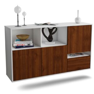 Sideboard Salinas | hängend | Korpus Weiß | Front in Walnuss Holz Optik | 136x79x35cm (BxHxT)