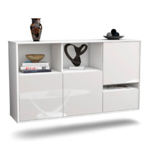Sideboard Salinas | hängend | Korpus Weiß | Front in Hochglanz Weiß | 136x79x35cm (BxHxT)
