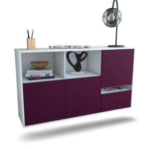 Sideboard Salinas | hängend | Korpus Weiß | Front in Lila | 136x79x35cm (BxHxT)