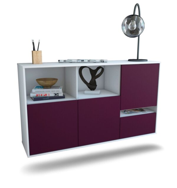 Sideboard Salinas | hängend | Korpus Weiß | Front in Lila | 136x79x35cm (BxHxT)