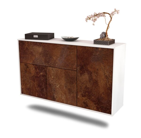 Sideboard Naperville | hängend | Korpus Weiß | Front in Rost Optik | 136x79x35cm (BxHxT)