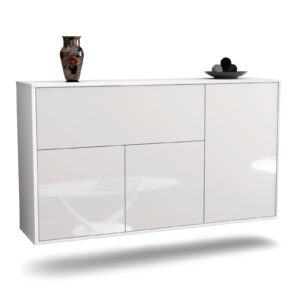 Sideboard Naperville | hängend | Korpus Weiß | Front in Hochglanz Weiß | 136x79x35cm (BxHxT)