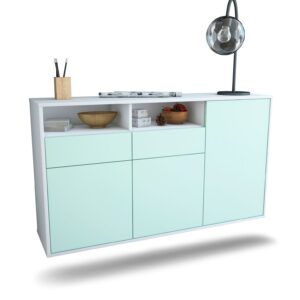 Sideboard Hollywood | hängend | Korpus Weiß | Front in Mint | 136x79x35cm (BxHxT)