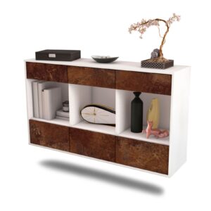 Sideboard Torrance | hängend | Korpus Weiß | Front in Rost Optik | 136x79x35cm (BxHxT)
