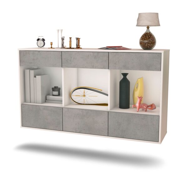 Sideboard Torrance, Beton, hängend (136x79x35cm)