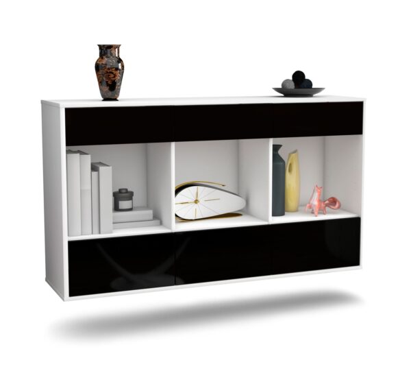 Sideboard Torrance, Schwarz, hängend (136x79x35cm)