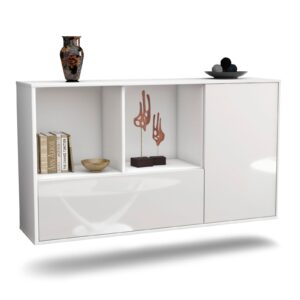 Sideboard Palmdale | hängend | Korpus Weiß | Front in Hochglanz Weiß | 136x79x35cm (BxHxT)