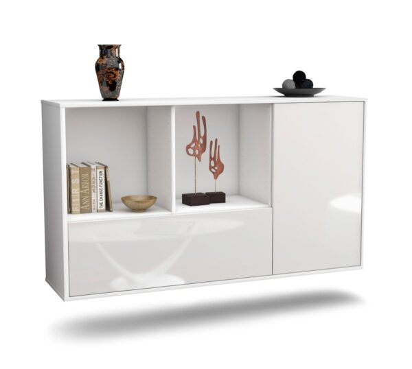 Sideboard Palmdale | hängend | Korpus Weiß | Front in Hochglanz Weiß | 136x79x35cm (BxHxT)