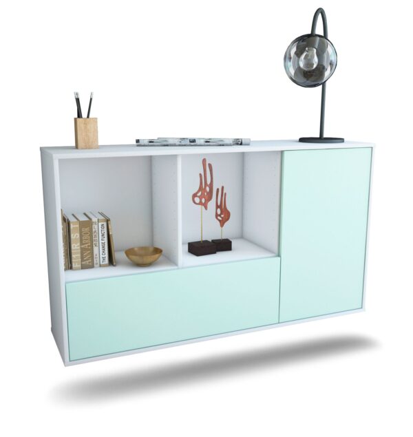 Sideboard Palmdale | hängend | Korpus Weiß | Front in Mint | 136x79x35cm (BxHxT)