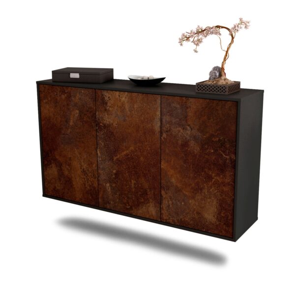 Sideboard Chattanooga | hängend | Korpus Anthrazit | Front in Rost Optik | 136x79x35cm (BxHxT)