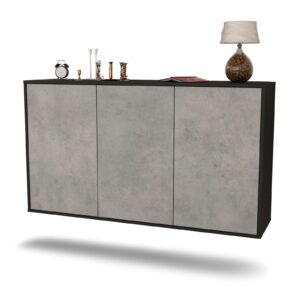 Sideboard Chattanooga | hängend | Korpus Anthrazit | Front in Beton Optik | 136x79x35cm (BxHxT)