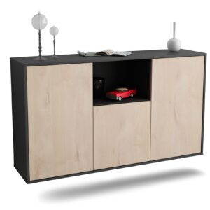 Sideboard Overland Park | hängend | Korpus Anthrazit | Front in Zeder Holz Optik | 136x79x35cm (BxHxT)