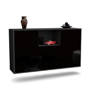 Sideboard Overland Park, Schwarz, hängend (136x79x35cm)