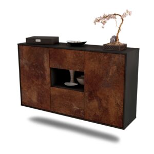 Sideboard Tallahassee | hängend | Korpus Anthrazit | Front in Rost Optik | 136x79x35cm (BxHxT)
