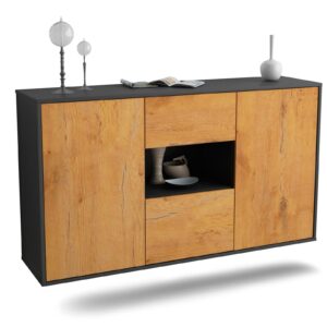 Sideboard Tallahassee | hängend | Korpus Anthrazit | Front in Eiche Holz Optik | 136x79x35cm (BxHxT)
