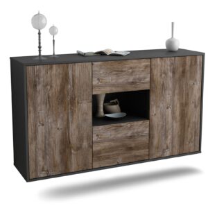 Sideboard Tallahassee | hängend | Korpus Anthrazit | Front in Treibholz Holz Optik | 136x79x35cm (BxHxT)