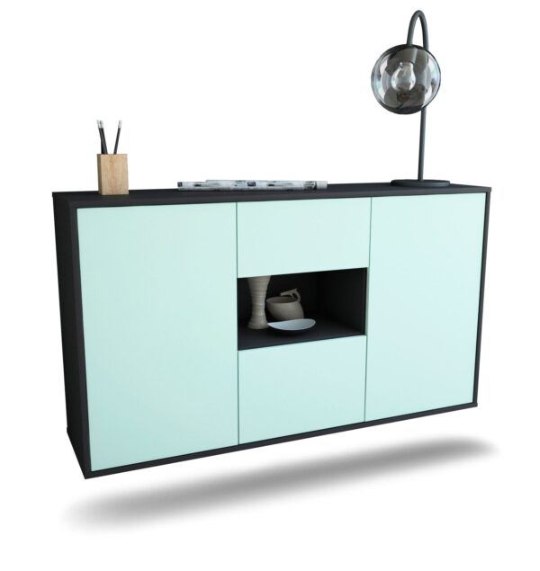 Sideboard Tallahassee | hängend | Korpus Anthrazit | Front in Mint | 136x79x35cm (BxHxT)