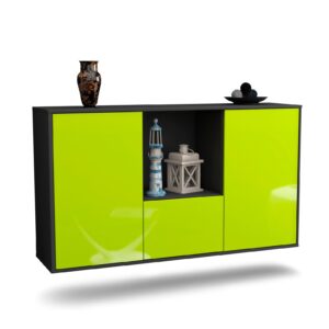 Sideboard Garden Grove | hängend | Korpus Anthrazit | Front in Hochglanz Grün | 136x79x35cm (BxHxT)