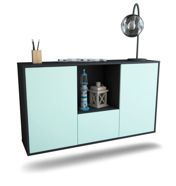 Sideboard Garden Grove | hängend | Korpus Anthrazit | Front in Mint | 136x79x35cm (BxHxT)