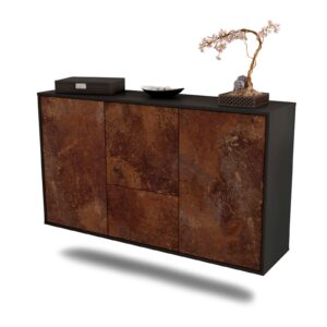 Sideboard Vancouver | hängend | Korpus Anthrazit | Front in Rost Optik | 136x79x35cm (BxHxT)